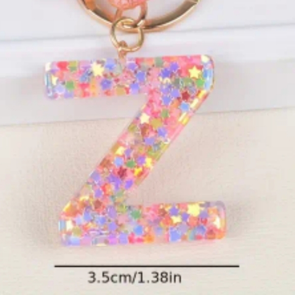 NEW! Resin Letter "Z" Initial Keychain Purse Charm w/Butterfly & Tassel Alphabet - Picture 4 of 4